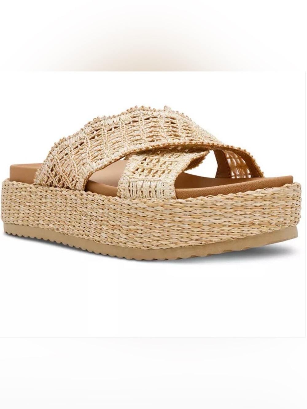 DV Dolce Vita Women's Sivan Platform Slide On Sandal Natural Flip Flop